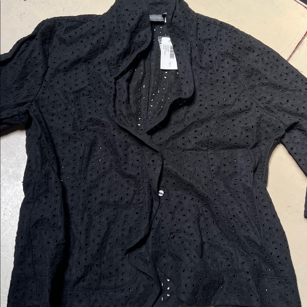 Chico's Black Eyelet Jacket Size 3